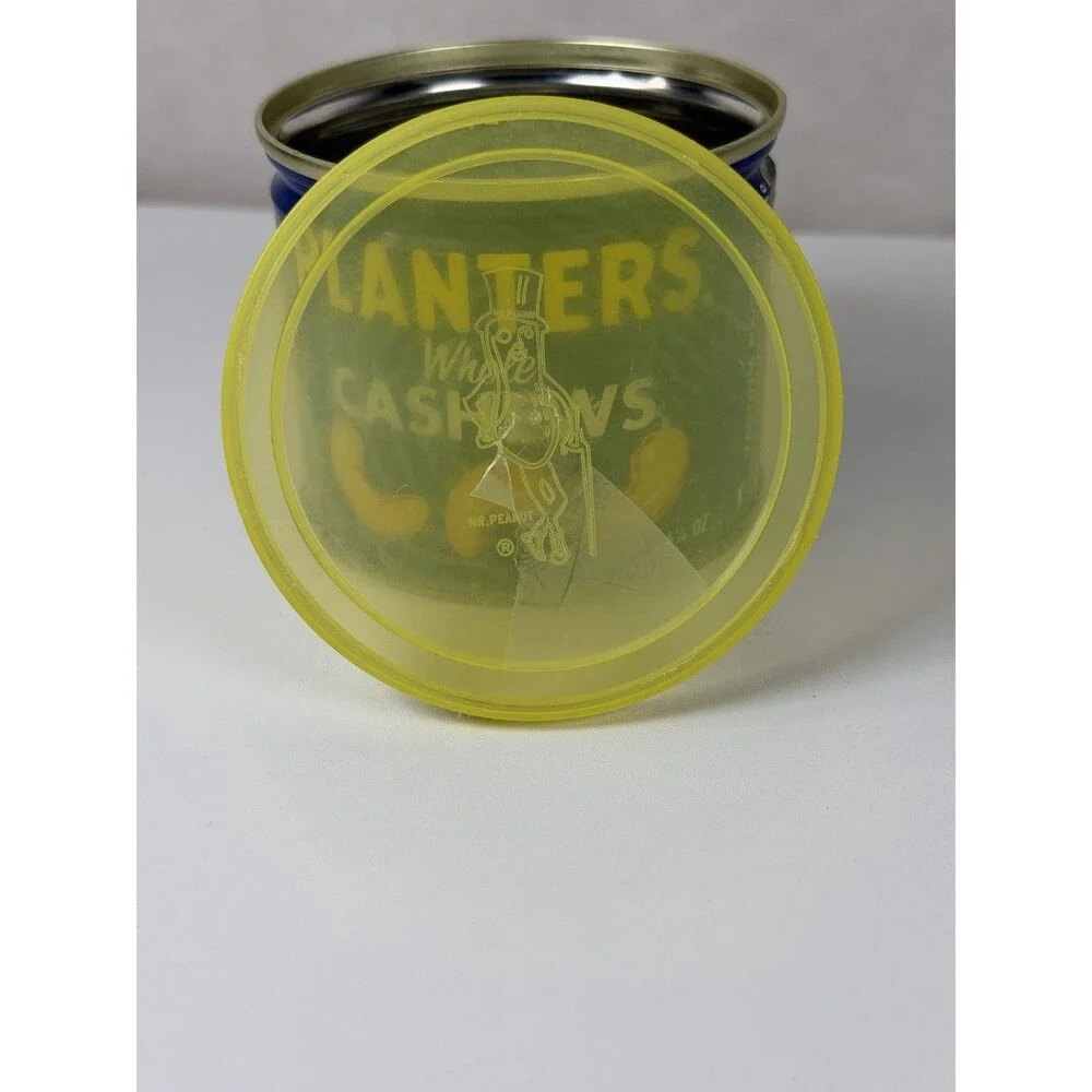 Vintage Planters Whole Cashews Tin with Yellow Lid - 6.5 oz Key-Open Metal Can